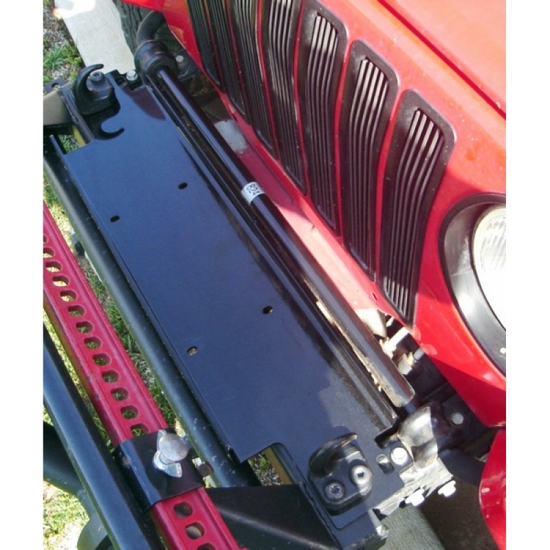 Jeep Wrangler TJ Winch Mount Plate - Rugged Ridge - 10x4.5 Bolt Pattern - Black - `97-`06